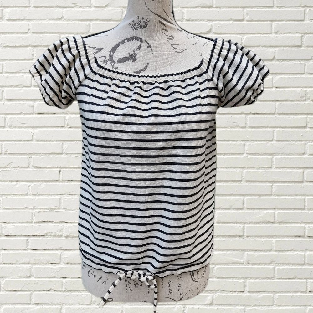 Madewell -275‎ short sleeve blouse ivory and black Small